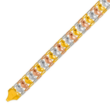 Load image into Gallery viewer, 14K Tricolor Gold Bohemian Style Gypsy Boho Hand Chain Bracelet 11mm Wide 7"~8"