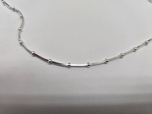 Load image into Gallery viewer, 925 Sterling Silver Beaded Square Snake Station Chain Necklace 2mm 7" to 20"
