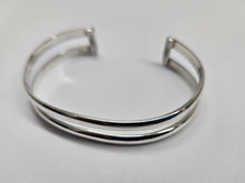 Load image into Gallery viewer, 925 Sterling Silver Double Domed Wire Cuff Bracelet High Polished 7.25" Long