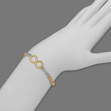 Load image into Gallery viewer, 14K Tricolor Gold 6mm Center, 1mm Ladies Bracelet High Polished Fancy Chain