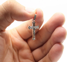 Load image into Gallery viewer, 925 Sterling Silver Dainty Detailed Budded Crucifix Cross Pendant