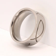 Load image into Gallery viewer, Stainless Steel Ichthus Christian Jesus Fish Symbol Wedding Band Ring 8mm
