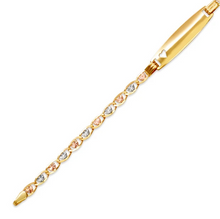 Load image into Gallery viewer, 14K Tri Color Gold Kids Love Heart ID Bracelet 6.7mm/3.5mm 6" Engraving Availabl
