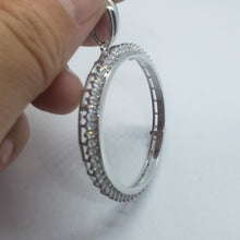 Load image into Gallery viewer, Sterling Silver Cubic Zirconia Silver Dollar Bezel CZ Halo 38 mm Mexican Olympic