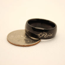 Load image into Gallery viewer, Tungsten Carbide Black Domed Chinese Dragon Silhouette Wedding Band Ring 8mm