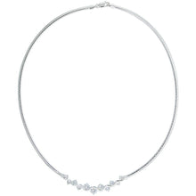 Load image into Gallery viewer, 925 Sterling Silver Cubetto Omega Chain Necklace with Up and Down CZ 3mm 16 Inch