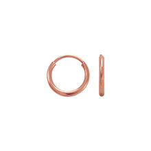 Load image into Gallery viewer, 14K Yellow White Rose Gold Hoop Round Tube Endless Backing Earrings 1.2mm Wide
