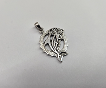 Load image into Gallery viewer, 925 Sterling Silver Round Dolphin Cutout Pendant 7/8 Inch (22mm) Tall