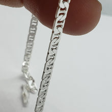 Load image into Gallery viewer, 925 Sterling Solid Silver Italy Flat Mariner Link Chain Necklace Bracelet 3.7mm