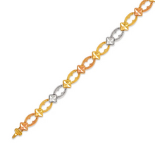 Load image into Gallery viewer, 14K Tri Color Gold Faceted Diamond Cut Bracelet 5 mm 7" Chain Brazalete tricolor