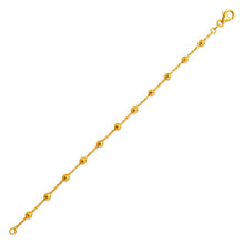Load image into Gallery viewer, 14K Yellow Gold Diamond Cut 4mm Bead Chain Rolo Bracelet Lobster Lock 7 inch
