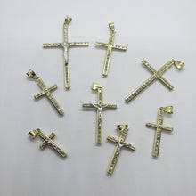 Load image into Gallery viewer, 10K Yellow Gold Cross Pendant with/out White Gold Jesus 4 Sizes