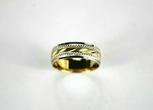 Load image into Gallery viewer, 14K GOLD Wedding Band Ring Yellow White Two-Tone Color Size 5~13 With Engraving