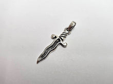 Load image into Gallery viewer, 925 Sterling Silver Wavy Blade Dagger Pendant 1 5/32 (29mm) Inch Tall