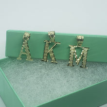 Load image into Gallery viewer, 10K Solid Yellow Gold Diamond Cut Small Initial Alphabet Letter Pendant Charm