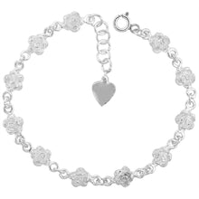 Load image into Gallery viewer, 925 Sterling Silver Anklet with Linked Rose Flower 8mm, Fits 9" to 10" Ankles