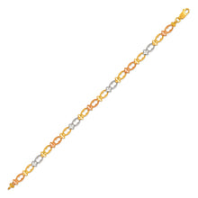 Load image into Gallery viewer, 14K Tri Color Gold Faceted Diamond Cut Bracelet 5 mm 7" Chain Brazalete tricolor