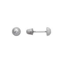 Load image into Gallery viewer, 14K Yellow or White Gold Diamond Cut Ball Stud Earrings 5mm Wide Screw Backing