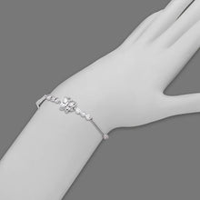 Load image into Gallery viewer, 14K White Gold Fancy Butterfly D/C Bracelet 3mm Wide, 9mm Center H Clasp