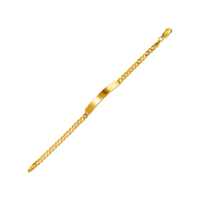 Load image into Gallery viewer, 14K Yellow Gold Shiny Curb Kids ID Bracelet 5mm/4mm Wide 6" Engraving Available