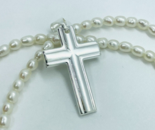 Load image into Gallery viewer, 925 Sterling Silver Simple Inside Line Cross Pendant 1.2 Inch