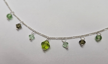 Load image into Gallery viewer, 925 Sterling Silver Anklet with Peridot Beads Bicone Crystal, Fits 9"-10" Ankles
