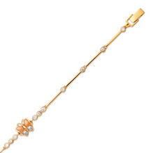 Load image into Gallery viewer, 14K Tricolor Gold Fancy Butterfly D/C Bracelet 3mm Wide, 9mm Center H Clasp