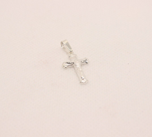 Load image into Gallery viewer, 925 Sterling Silver Dainty Pewter Budded Crucifix Cross Pendant