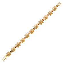 Load image into Gallery viewer, 14K Tricolor Gold Fancy Turtle 10mm Wide Bracelet High Polished Satin Finished