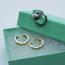 Load image into Gallery viewer, 14K Real Yellow White Gold Huggie Hoop Earrings Diamond Cut Round 11mm Men Women