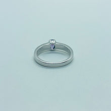 Load image into Gallery viewer, Small Sterling Silver Blue Synthetic Opal Band Ring for Women Oval Shape