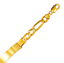 Load image into Gallery viewer, 14K Yellow Gold Figaro Concave ID Bracelet 11mm/10mm 8" 8.5" Engraving Available