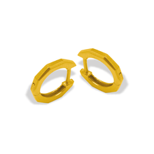 Load image into Gallery viewer, 14K Yellow White Rose Gold High Polished Huggie Hoop Earrings Octagonal 2mmx11mm