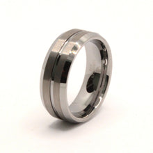 Load image into Gallery viewer, Tungsten Carbide Grooved Center Satin Finish Beveled Edges Wedding Band Ring 8mm