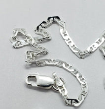Load image into Gallery viewer, 925 Sterling Solid Silver Italy Flat Mariner Link Chain Necklace Bracelet 3.7mm