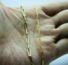 Load image into Gallery viewer, 2.2mm 3mm 14K Real Yellow Gold Paperclip Chain Necklace Bracelet 7" 8" 16"~30"
