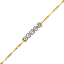 Load image into Gallery viewer, 14K Two Tone Gold 6mm Center, 1mm Bracelet Ladies High Polished Fancy Chain