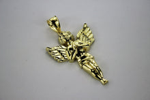 Load image into Gallery viewer, 10K Yellow Gold Angel Diamond Cut Pendant Charm 6 Sizes