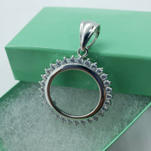 Load image into Gallery viewer, Sterling Silver Cubic Zirconia Dime Bezel CZ Halo 18 mm Coins Prong Back 10 cent