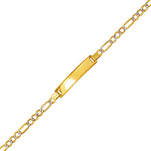Load image into Gallery viewer, 14K White Pave Gold 5mm Baby ID Bracelet 3mm Figaro Chain 6" Engraving Available
