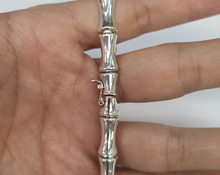 Load image into Gallery viewer, 925 Sterling Silver Stampato Bamboo Link Necklace Bracelet Italy 7mm 8" to 18"