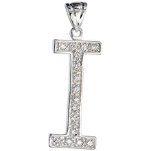 Load image into Gallery viewer, 925 Sterling Silver CZ Block Initial Letter Alphabet Pendant 1 5/8 Inch Wide