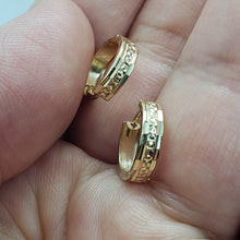Load image into Gallery viewer, 14K Real Yellow White Gold Huggie Hoop Earrings Diamond Cut Round 11mm Men Women