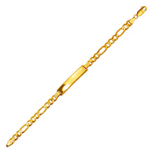 Load image into Gallery viewer, 14K Yellow Gold Figaro Chain ID Bracelet 8mm/6mm 7" 7.5" 8" Engraving Available