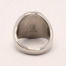 Load image into Gallery viewer, Stainless Steel Masonic Letter G Hand Square and Compass Signet Ring 3/4 Inch