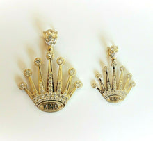 Load image into Gallery viewer, 10K Solid Yellow Gold CZ Crown King Statement Pendant Charm for Men 2 Sizes