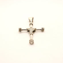 Load image into Gallery viewer, 925 Sterling Silver Wire Wrapped Cylindrical Cross Pendant with Rope Edges