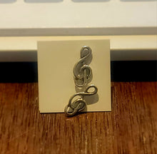 Load image into Gallery viewer, 925 Solid Sterling Silver Treble G-Clef Stud Earrings, 9/16 inch long 14mm Wide