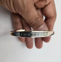 Load image into Gallery viewer, 925 Sterling Silver Flat Greek Key Center Motif Cuff Bracelet 7.25" Long