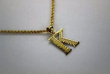 Load image into Gallery viewer, 10K Yellow Gold Initial A - Z Alphabet D/C Pendant Charm & Hollow Rope chain